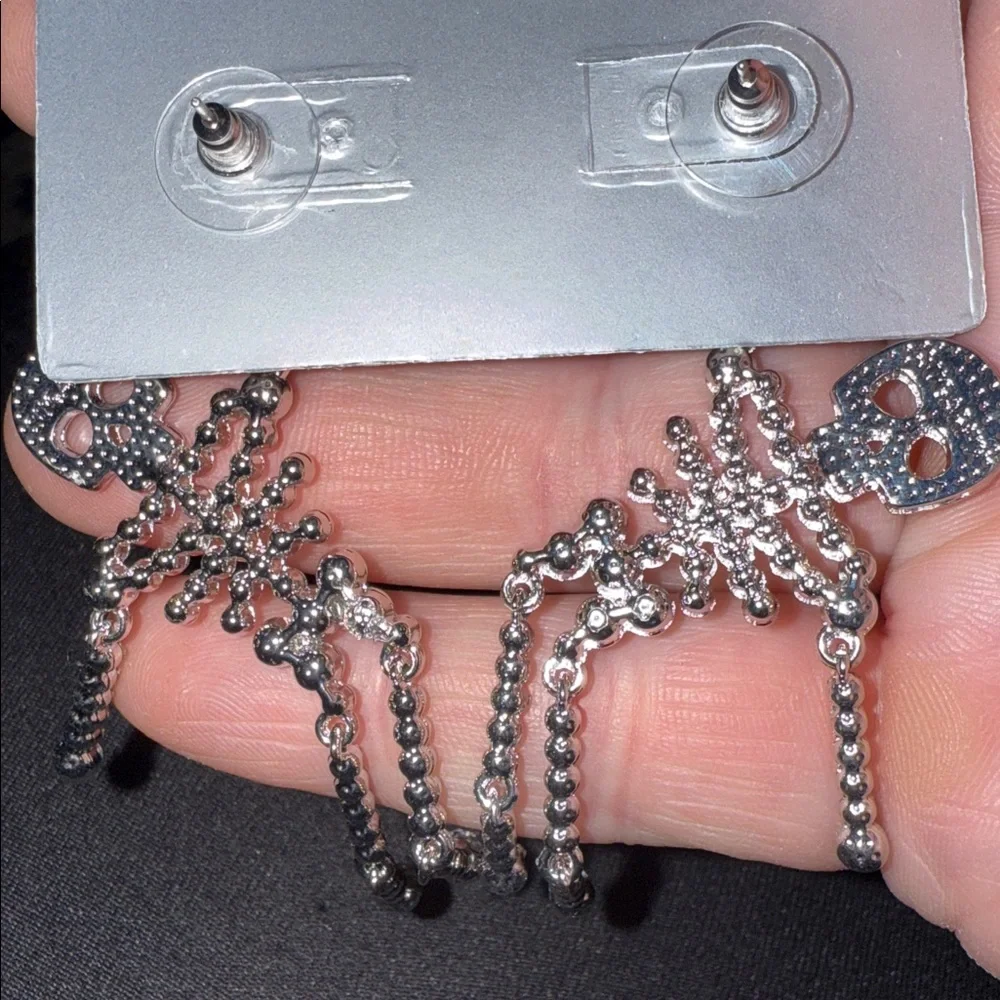 Silver Crystal Skeleton Earrings SOLD OUT EVERYEHERE - Picture 3 of 4